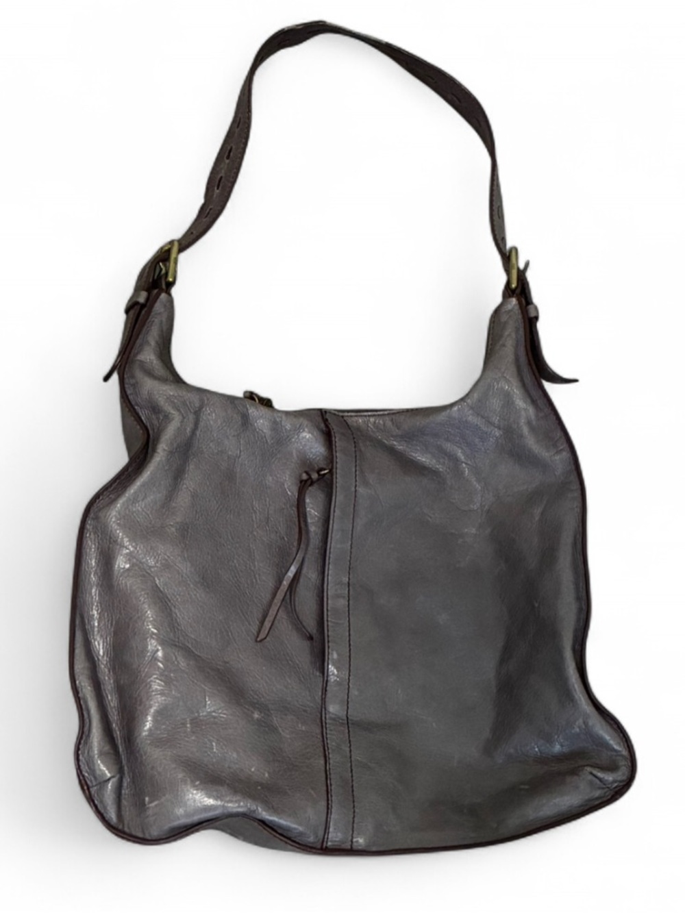 HOBO Gray Leather Shoulder Bag with Matching Wallet